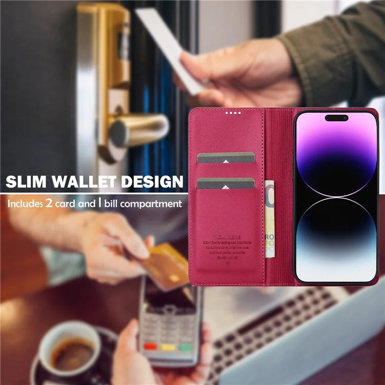LC.IMEEKE L1 Series for iPhone 16 Pro Case PU Leather Wallet Stand Protective Phone Cover