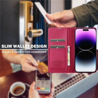 LC.IMEEKE L1 Series for iPhone 16 Pro Case PU Leather Wallet Stand Protective Phone Cover