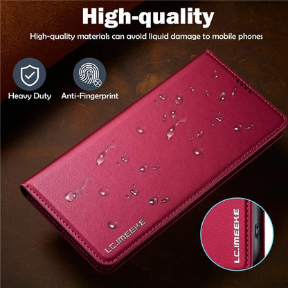 LC.IMEEKE L1 Series for iPhone 16 Pro Case PU Leather Wallet Stand Protective Phone Cover