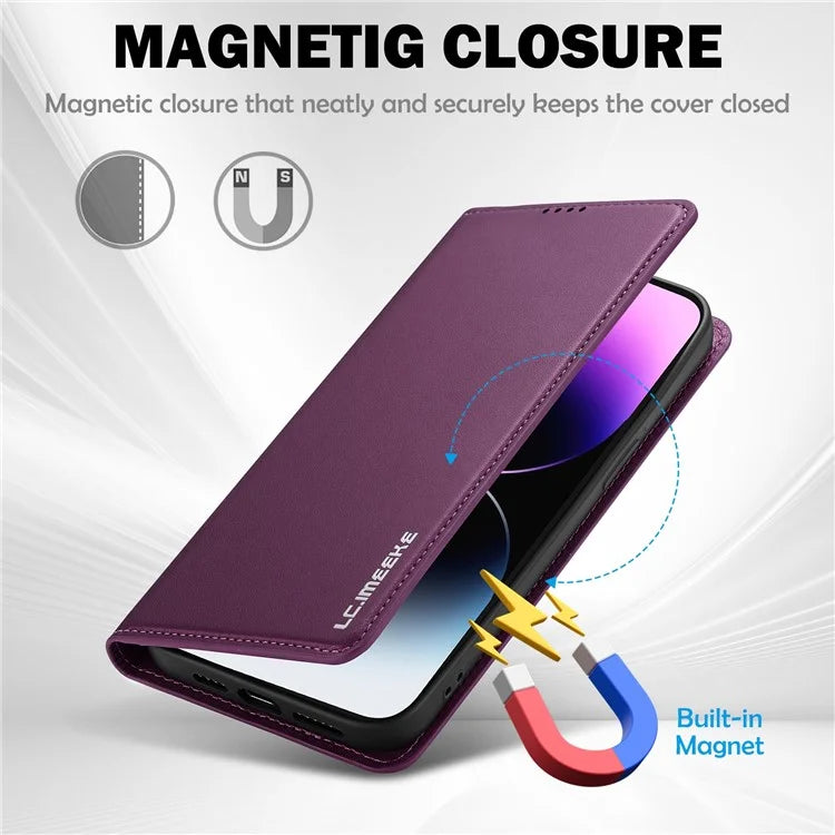 LC.IMEEKE L1 Series for iPhone 16 Pro Max Case PU Leather Wallet Stand Protective Phone Cover