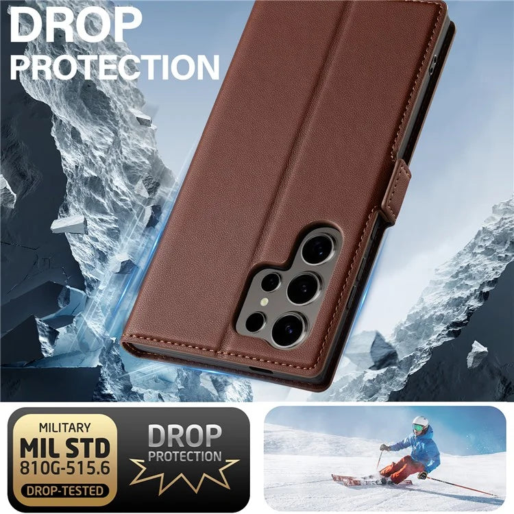 LC.IMEEKE L1 Series for Samsung Galaxy S24 Ultra Case PU Leather Wallet Stand Protective Phone Cover