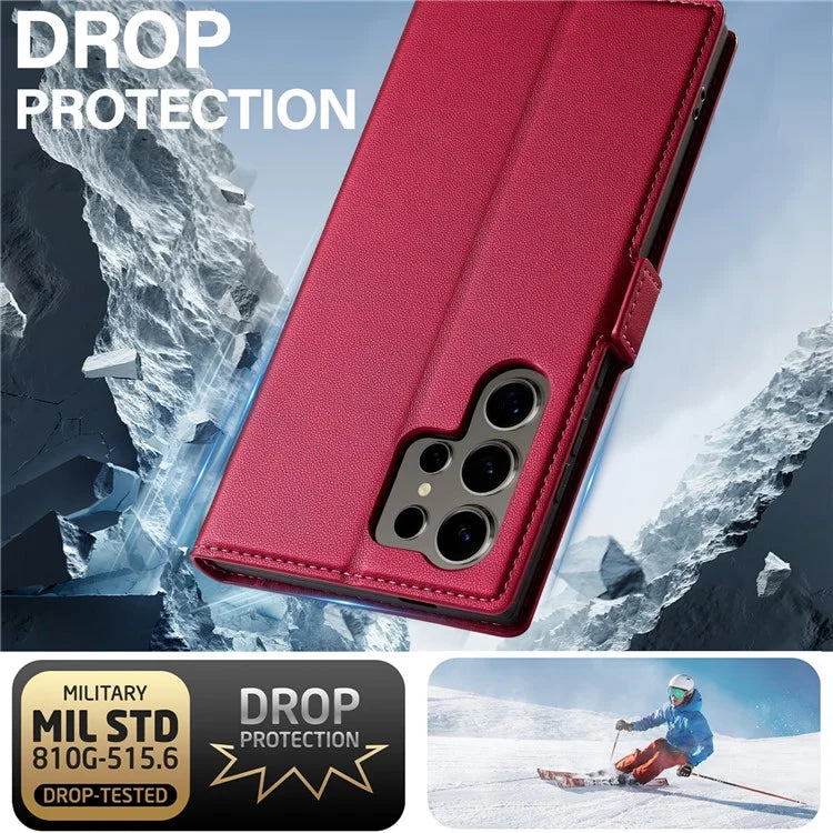 LC.IMEEKE L1 Series for Samsung Galaxy S24 Ultra Case PU Leather Wallet Stand Protective Phone Cover