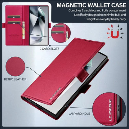 LC.IMEEKE L1 Series for Samsung Galaxy S24 Ultra Case PU Leather Wallet Stand Protective Phone Cover