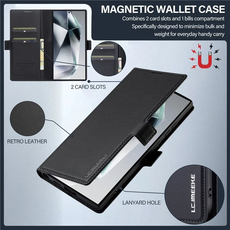LC.IMEEKE L1 Series for Samsung Galaxy S24 Ultra Case PU Leather Wallet Stand Protective Phone Cover