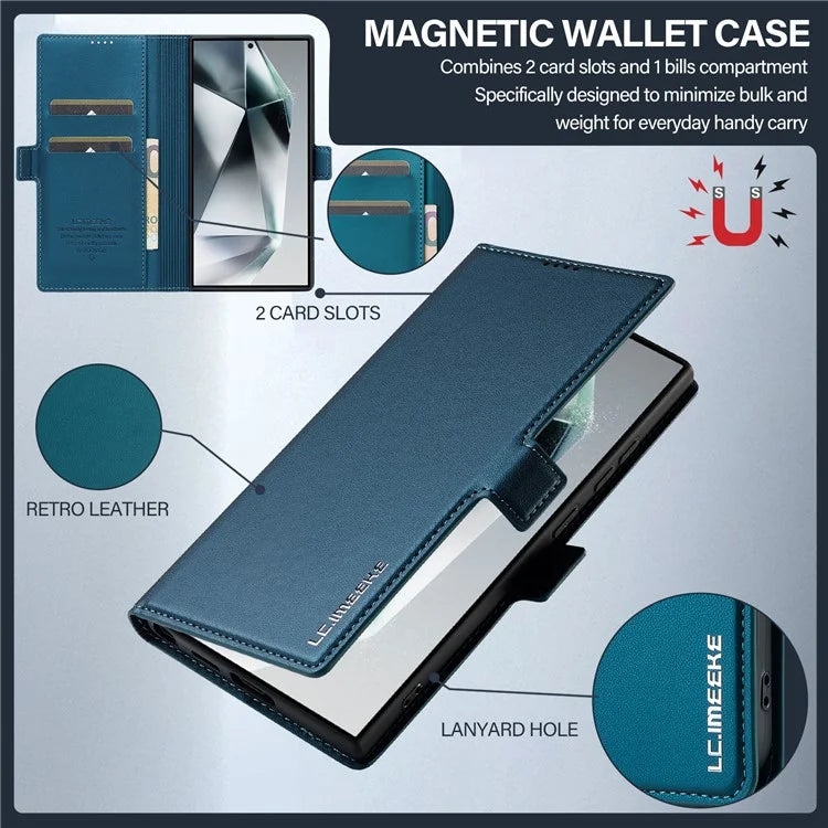 LC.IMEEKE L1 Series for Samsung Galaxy S24 Ultra Case PU Leather Wallet Stand Protective Phone Cover