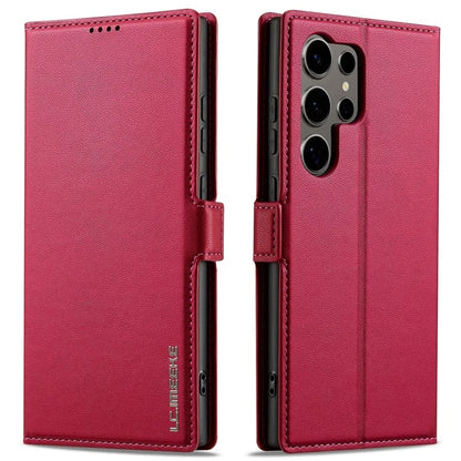 LC.IMEEKE L1 Series for Samsung Galaxy S23 Ultra Case PU Leather Wallet Stand Protective Phone Cover