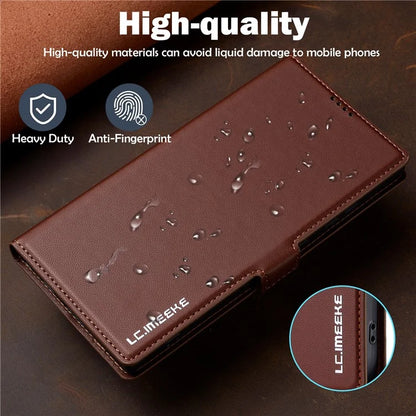 LC.IMEEKE L1 Series for Samsung Galaxy S22 Ultra 5G Case PU Leather Wallet Stand Protective Phone Cover