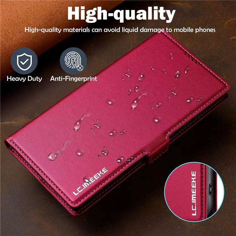 LC.IMEEKE L1 Series for Samsung Galaxy S22 Ultra 5G Case PU Leather Wallet Stand Protective Phone Cover