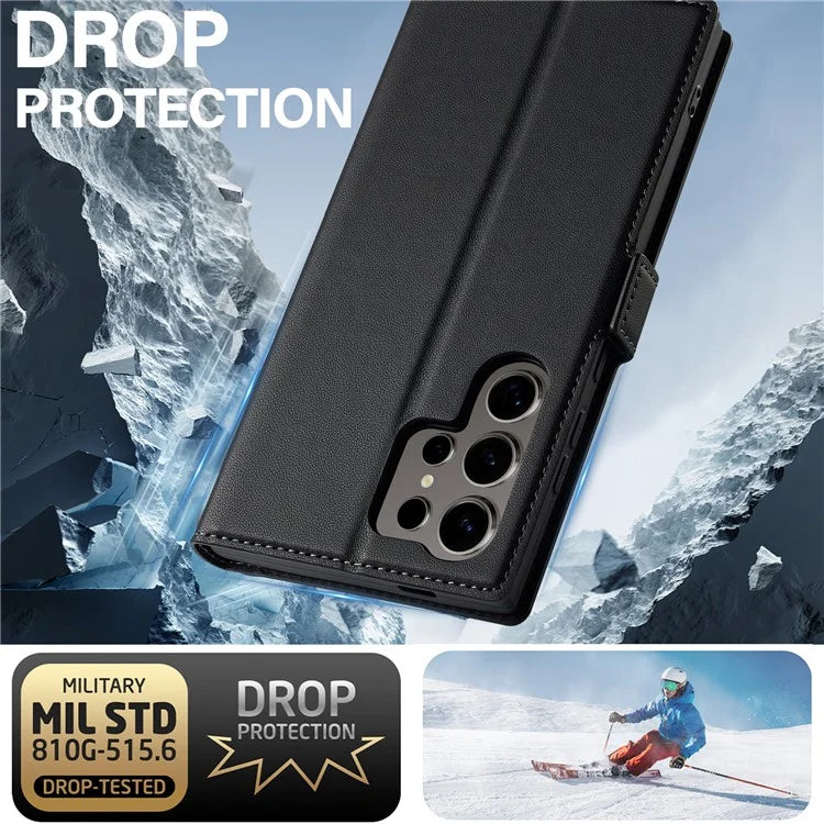 LC.IMEEKE L1 Series for Samsung Galaxy S22 Ultra 5G Case PU Leather Wallet Stand Protective Phone Cover