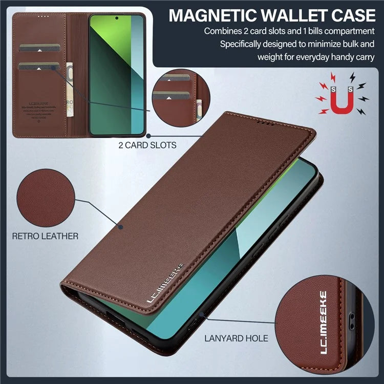 LC.IMEEKE L1 Series for Xiaomi Redmi Note 13 4G Case PU Leather Wallet Stand Protective Phone Cover