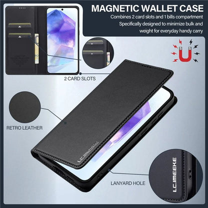 LC.IMEEKE L1 Series for Samsung Galaxy A55 5G Case PU Leather Wallet Stand Protective Phone Cover