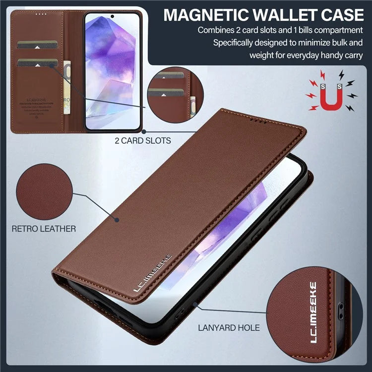 LC.IMEEKE L1 Series for Samsung Galaxy A35 5G Case PU Leather Wallet Stand Protective Phone Cover