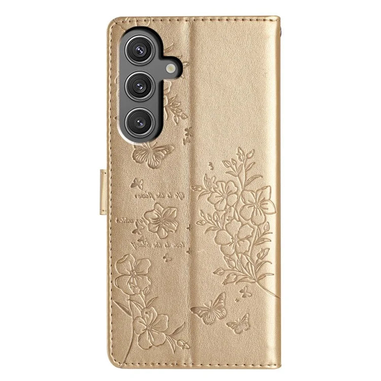 For Samsung Galaxy A16 5G Wallet Phone Case Butterfly Floral Imprint Leather Flip Cover