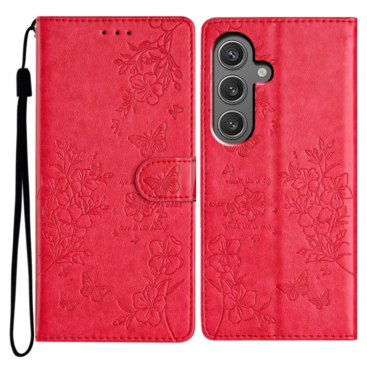 For Samsung Galaxy A16 5G Wallet Phone Case Butterfly Floral Imprint Leather Flip Cover
