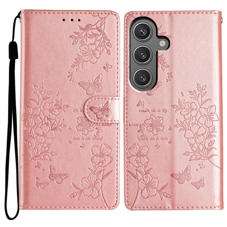 For Samsung Galaxy A16 5G Wallet Phone Case Butterfly Floral Imprint Leather Flip Cover
