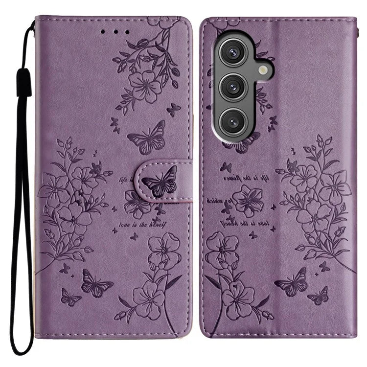 For Samsung Galaxy A16 5G Wallet Phone Case Butterfly Floral Imprint Leather Flip Cover