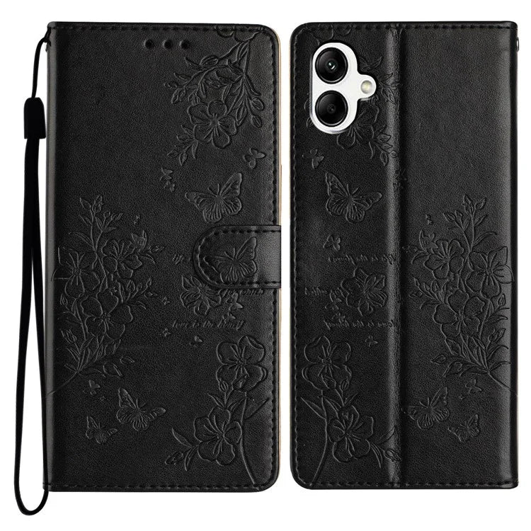 For Samsung Galaxy A06 Wallet Phone Case Butterfly Floral Imprint Leather Flip Cover