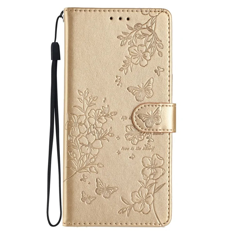 For Samsung Galaxy A06 Wallet Phone Case Butterfly Floral Imprint Leather Flip Cover