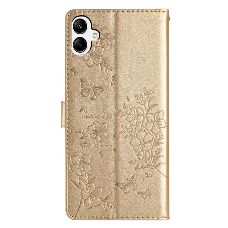For Samsung Galaxy A06 Wallet Phone Case Butterfly Floral Imprint Leather Flip Cover