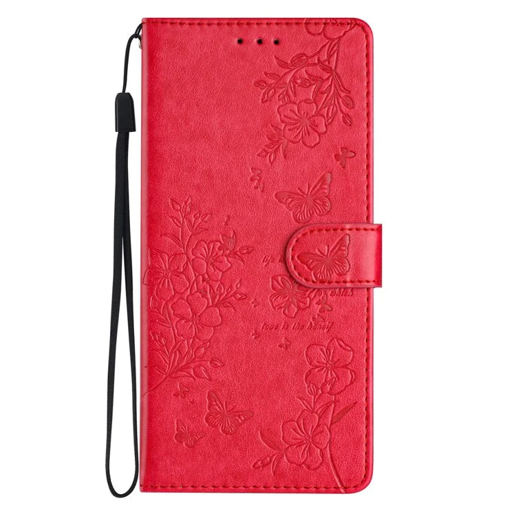 For Samsung Galaxy A06 Wallet Phone Case Butterfly Floral Imprint Leather Flip Cover