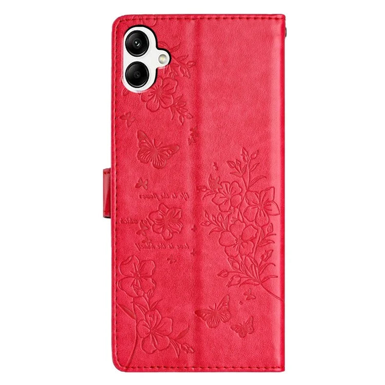 For Samsung Galaxy A06 Wallet Phone Case Butterfly Floral Imprint Leather Flip Cover