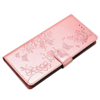 For Samsung Galaxy A06 Wallet Phone Case Butterfly Floral Imprint Leather Flip Cover
