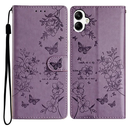 For Samsung Galaxy A06 Wallet Phone Case Butterfly Floral Imprint Leather Flip Cover