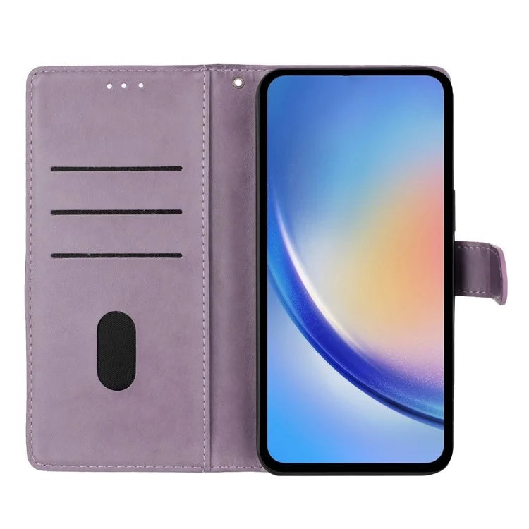 For Samsung Galaxy A06 Wallet Phone Case Butterfly Floral Imprint Leather Flip Cover