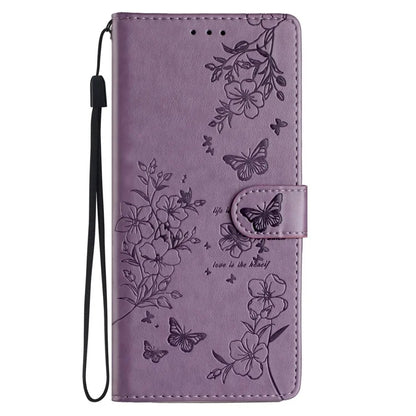 For Samsung Galaxy A06 Wallet Phone Case Butterfly Floral Imprint Leather Flip Cover