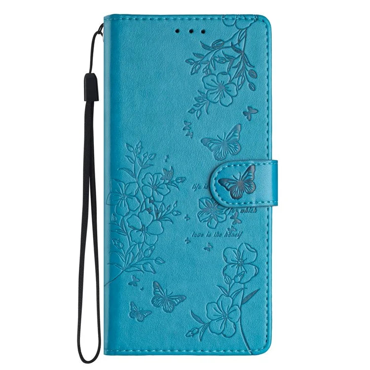 For Samsung Galaxy A06 Wallet Phone Case Butterfly Floral Imprint Leather Flip Cover