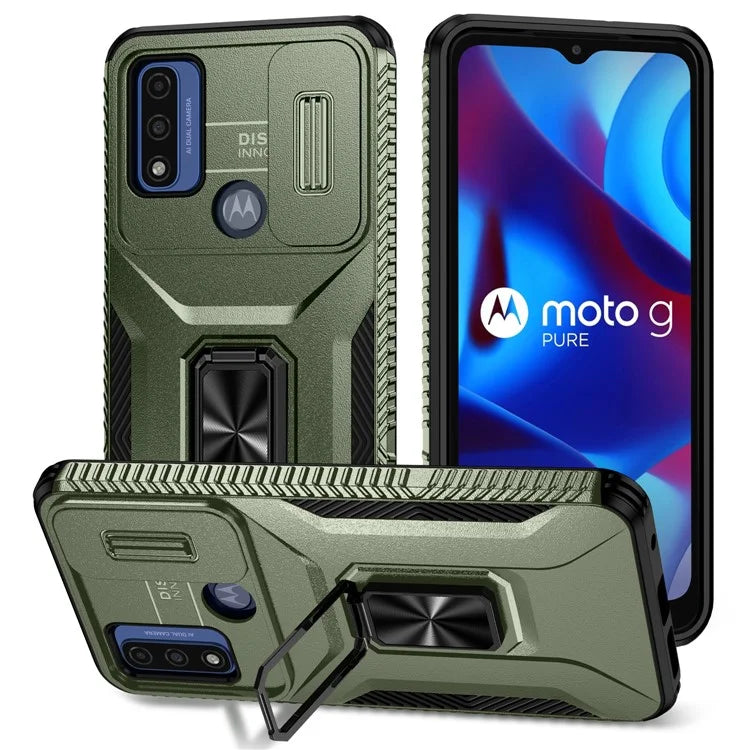 For Motorola Moto G Play (2023) 4G / Moto G Power (2022) / G Pure Case Camshield Kickstand TPU+PC Phone Cover