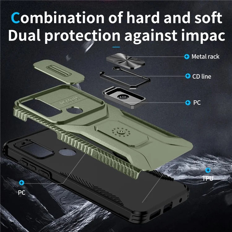 For Motorola Moto G Play (2023) 4G / Moto G Power (2022) / G Pure Case Camshield Kickstand TPU+PC Phone Cover