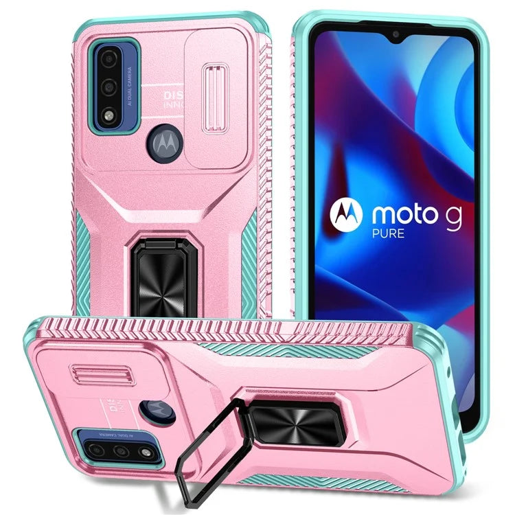 For Motorola Moto G Play (2023) 4G / Moto G Power (2022) / G Pure Case Camshield Kickstand TPU+PC Phone Cover