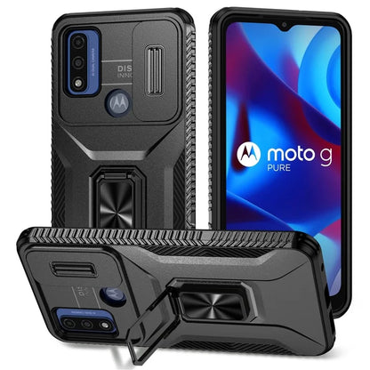 For Motorola Moto G Play (2023) 4G / Moto G Power (2022) / G Pure Case Camshield Kickstand TPU+PC Phone Cover