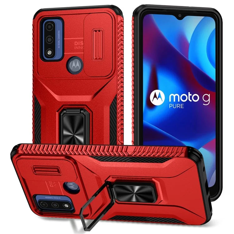 For Motorola Moto G Play (2023) 4G / Moto G Power (2022) / G Pure Case Camshield Kickstand TPU+PC Phone Cover