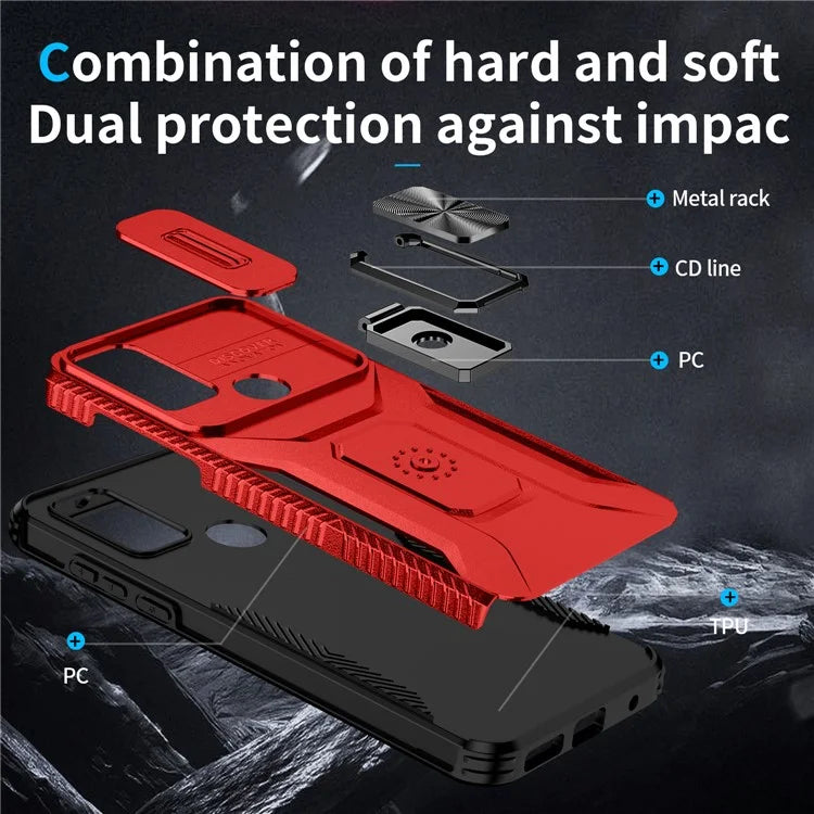 For Motorola Moto G Play (2023) 4G / Moto G Power (2022) / G Pure Case Camshield Kickstand TPU+PC Phone Cover