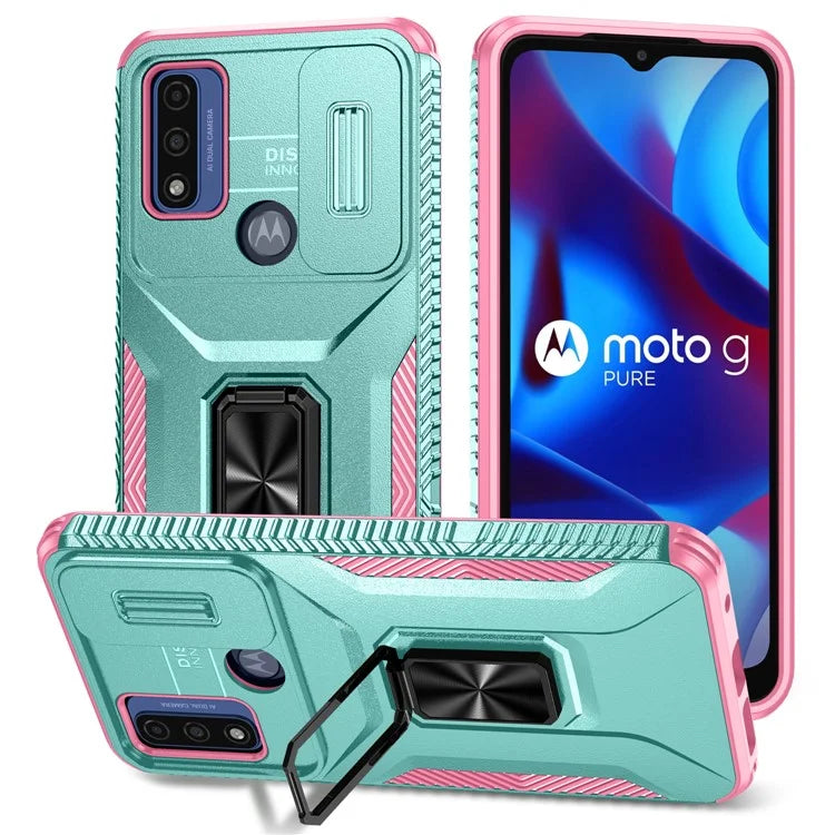 For Motorola Moto G Play (2023) 4G / Moto G Power (2022) / G Pure Case Camshield Kickstand TPU+PC Phone Cover
