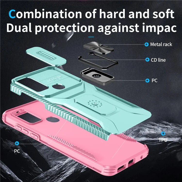 For Motorola Moto G Play (2023) 4G / Moto G Power (2022) / G Pure Case Camshield Kickstand TPU+PC Phone Cover