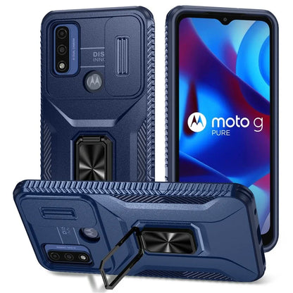 For Motorola Moto G Play (2023) 4G / Moto G Power (2022) / G Pure Case Camshield Kickstand TPU+PC Phone Cover