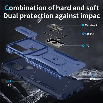 For Motorola Moto G Play (2023) 4G / Moto G Power (2022) / G Pure Case Camshield Kickstand TPU+PC Phone Cover