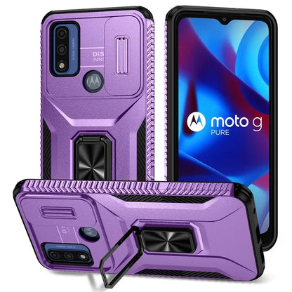 For Motorola Moto G Play (2023) 4G / Moto G Power (2022) / G Pure Case Camshield Kickstand TPU+PC Phone Cover