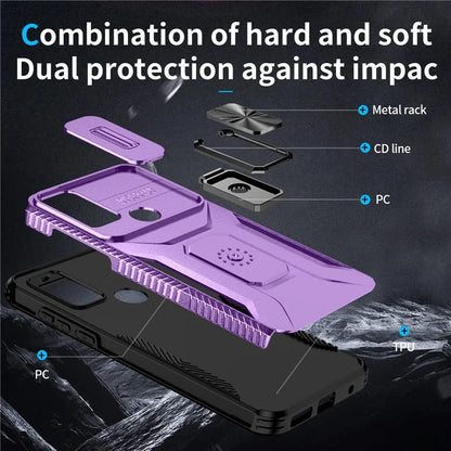 For Motorola Moto G Play (2023) 4G / Moto G Power (2022) / G Pure Case Camshield Kickstand TPU+PC Phone Cover