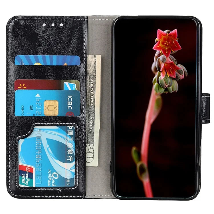For Samsung Galaxy A06 Case Crazy Horse Texture Leather Phone Wallet Cover