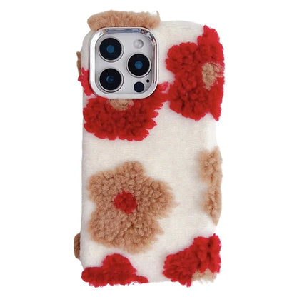 For iPhone 16 Pro Max Case Plush Flower TPU Soft Phone Cover