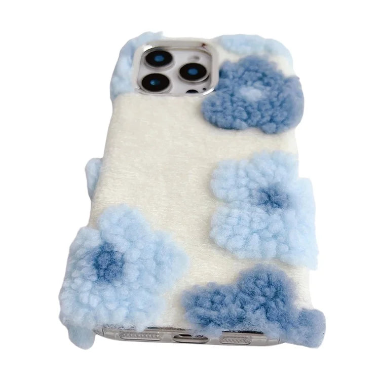 For iPhone 16 Pro Max Case Plush Flower TPU Soft Phone Cover