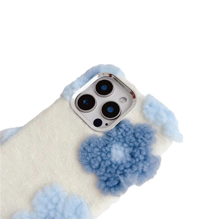 For iPhone 16 Pro Max Case Plush Flower TPU Soft Phone Cover