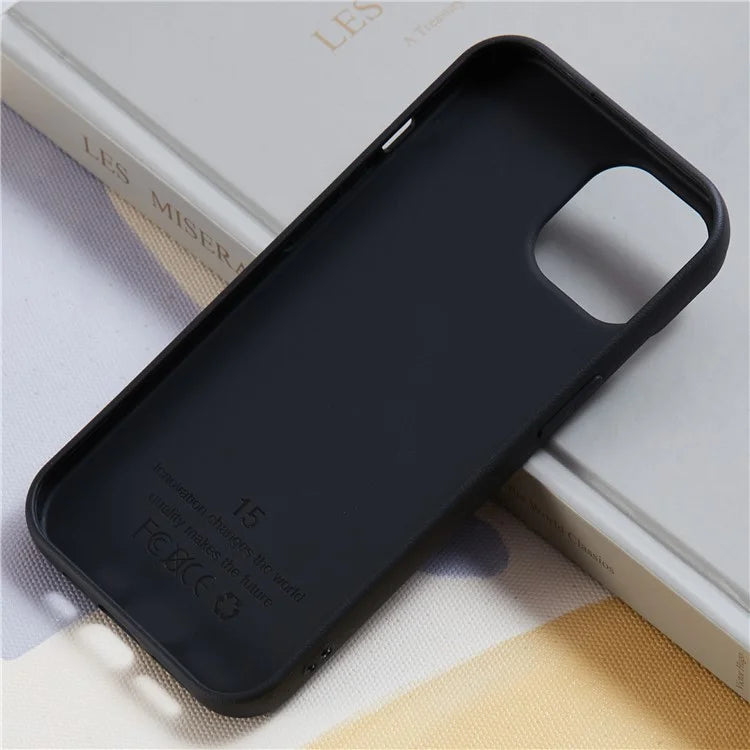 HYUE Series For iPhone 15 Plus Case Litchi Texture TPU Shockproof Phone Cover