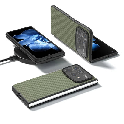 For Xiaomi Mix Fold 4 5G Case Carbon Fiber Texture PU+PC Phone Cover