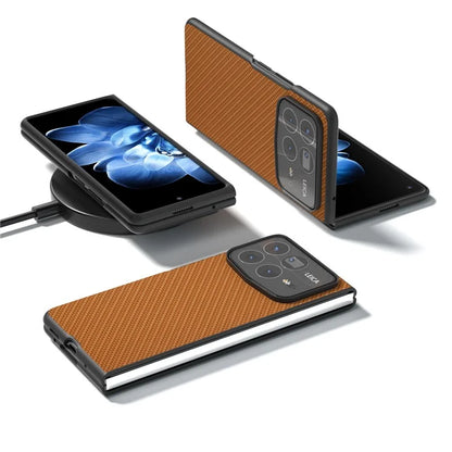 For Xiaomi Mix Fold 4 5G Case Carbon Fiber Texture PU+PC Phone Cover