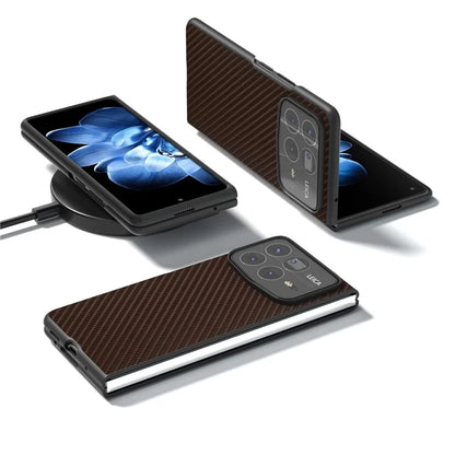 For Xiaomi Mix Fold 4 5G Case Carbon Fiber Texture PU+PC Phone Cover